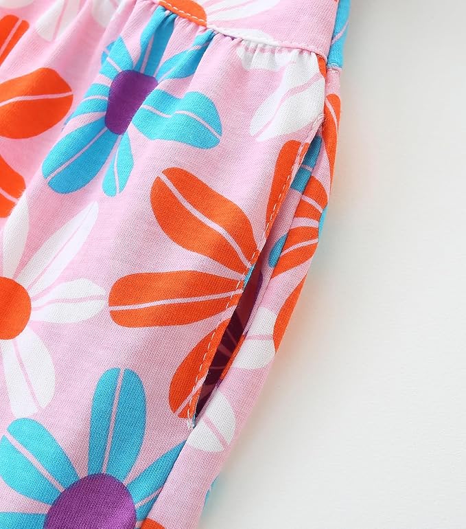 Bumeex Girl's Dresses Cotton Ruffle Sleeve Tiered Swing A-Line Cute Midi Casual Sundress