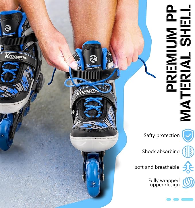 Adjustable Inline Skates for Kids and Teens, Boys Girls Women Beginner Fun Illuminating Skates Outdoor and Indoor