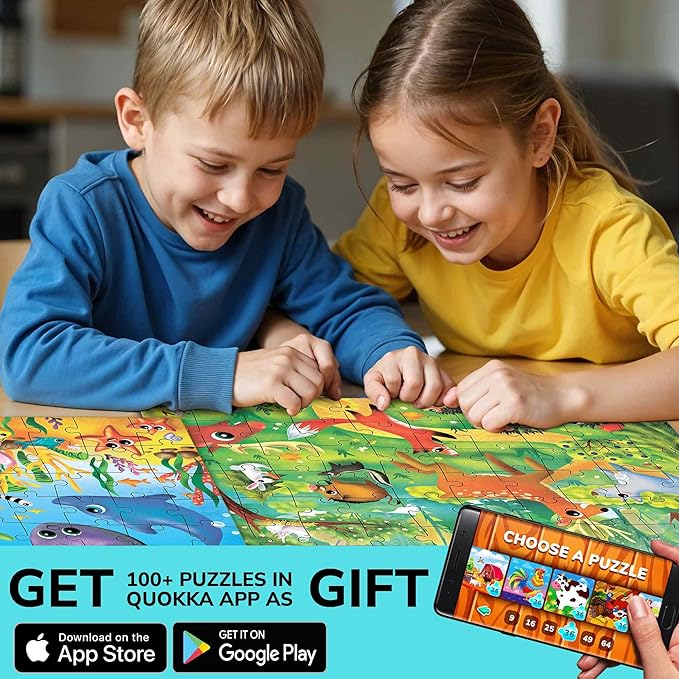 QUOKKA Puzzles for Kids Ages 4-6 - Set of 4x60 Jigsaw Puzzles for Toddlers 3-5 - Animals Toys for Children 6-8 yo - Gift Educational Game for Boys & Girls