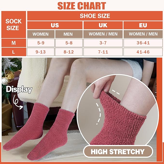 Fuzzy Socks Fluffy Thick Warm Winter Soft Cozy Plush Sleep Home Fleece Cabin Soft House Socks for Women Men
