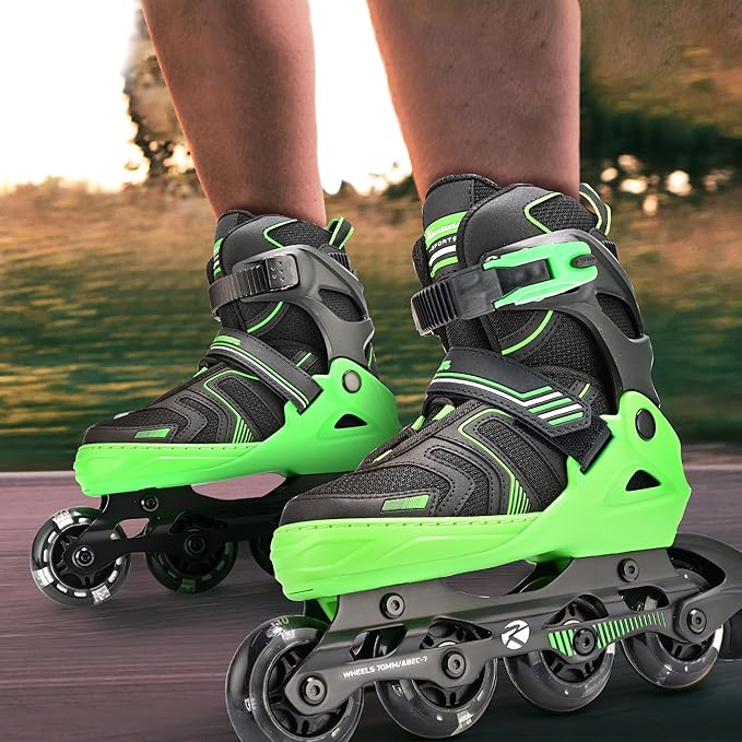 Kuxuan Skates Adjustable Inline Skates for Boys Girls, Kids Roller Skates Ages 4-12 with Light Up Wheels, Teen Skates for Beginner Women