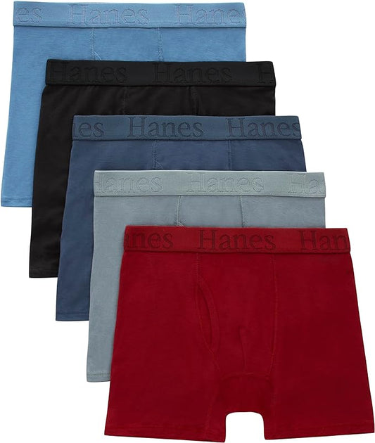 Hanes Ultimate Hanes Originals Ultimate Supersoft Boys' Boxer Brief Underwear, Assorted, 5-Pack