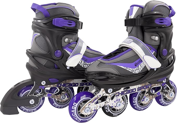Chicago Kids Adjustable Inline Skates – High-Performance Rollerblades, Breathable Boot, 70mm Urethane Wheels, ABEC-3 Bearings, Secure Fit, Outdoor Fun