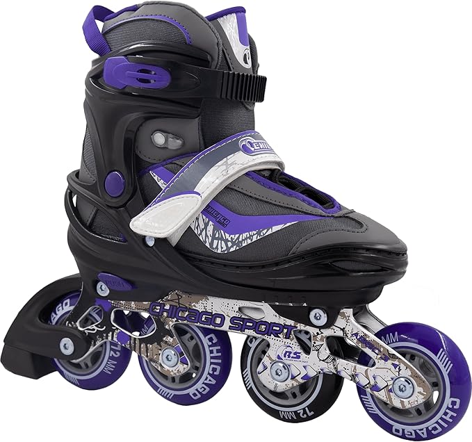 Chicago Kids Adjustable Inline Skates – High-Performance Rollerblades, Breathable Boot, 70mm Urethane Wheels, ABEC-3 Bearings, Secure Fit, Outdoor Fun