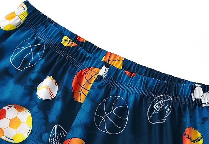 Tebbis Pajamas For Boys Fun Baseball Navy Blue Short Sleeves & Pants 2-Piece PJs Set Kid Comfy Sleepwear Size 6-18