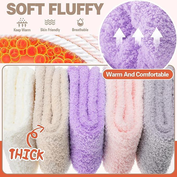 Fuzzy Socks Fluffy Thick Warm Winter Soft Cozy Plush Sleep Home Fleece Cabin Soft House Socks for Women Men