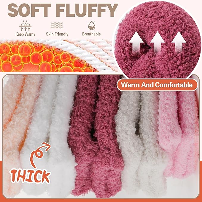 Fuzzy Socks Fluffy Thick Warm Winter Soft Cozy Plush Sleep Home Fleece Cabin Soft House Socks for Women Men