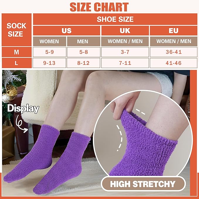 Fuzzy Socks Fluffy Thick Warm Winter Soft Cozy Plush Sleep Home Fleece Cabin Soft House Socks for Women Men
