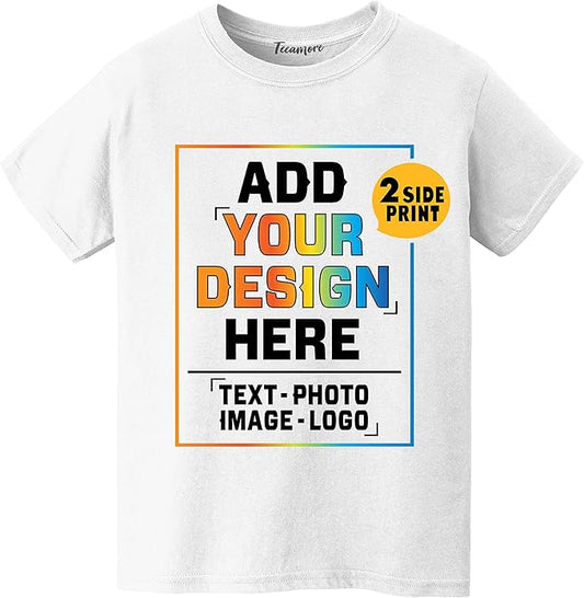 TEEAMORE Custom Front & Back Print T-Shirt Hoodie Sweatshirt Long Sleeve Tank Top with Your Image for Men Women Kids Baby