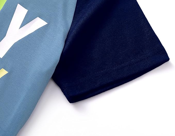 Tebbis Pajamas For Boys Fun Baseball Navy Blue Short Sleeves & Pants 2-Piece PJs Set Kid Comfy Sleepwear Size 6-18