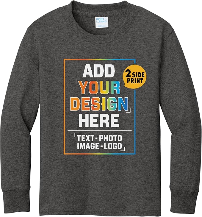 TEEAMORE Custom Front & Back Print T-Shirt Hoodie Sweatshirt Long Sleeve Tank Top with Your Image for Men Women Kids Baby