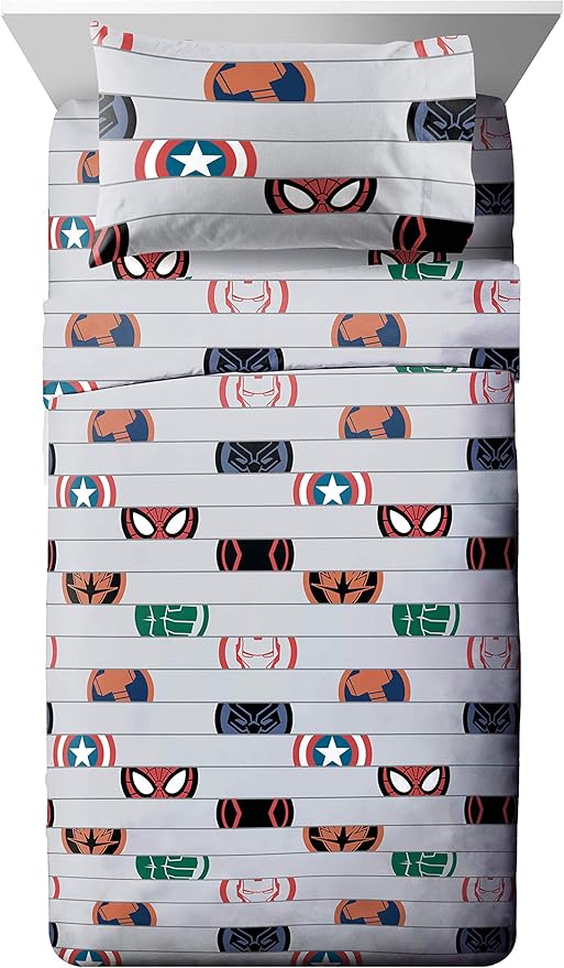 Jay Franco Marvel Avengers Emblems 7 Piece Full Bed Set - Includes Comforter & Sheet Set Bedding - Super Soft Fade Resistant Microfiber (Official Marvel Product)