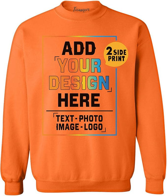 TEEAMORE Custom Front & Back Print T-Shirt Hoodie Sweatshirt Long Sleeve Tank Top with Your Image for Men Women Kids Baby