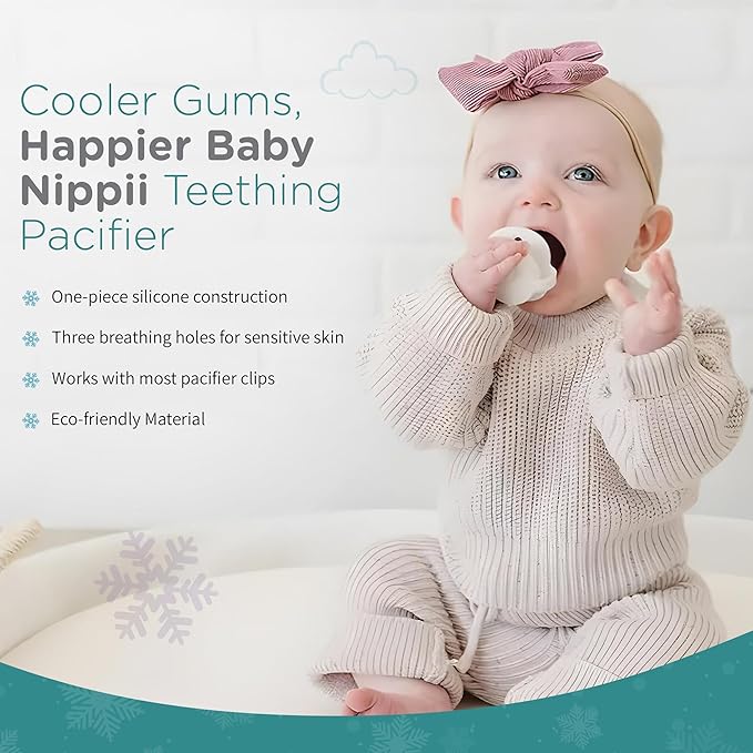 Freezable Pacifier for Baby Teething Relief - Safe Infant Teether with Cooling Effect - Easy to Clean, Medical Grade Soft Silicone - BPA Free - for Babies 0-9 Months - Made in USA