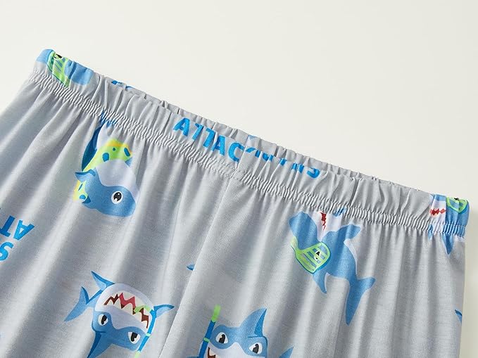 Beezizac Little Big Boys Pajamas Cozy Short Sleeves & Pants Cool 2-Piece PJ Set Kid Sleepwear Size 6-18