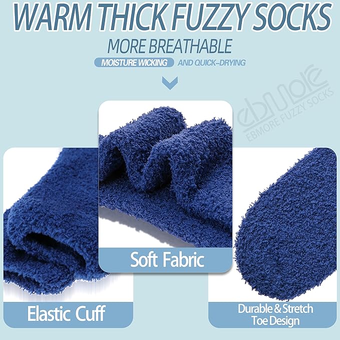 EBMORE Fuzzy Socks Warm Winter Slipper Fluffy Sleep Cozy Comfy Cabin Socks for Mens Womens
