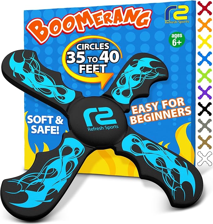 Outside Toys Boomerang For 5+ Year Boys Toys & Games - Soft Kid Toys Indoors or Outdoors - Toys For Kids Ages 4-8 - 5 Year Old Birthday Gift Cool Toddler Toys