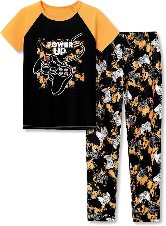 Beezizac Little Big Boys Pajamas Cozy Short Sleeves & Pants Cool 2-Piece PJ Set Kid Sleepwear Size 6-18