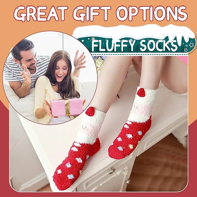 ProEtrade Fuzzy Socks for Women Teen Girls Fluffy Christmas Cozy Slipper Cabin Soft Winter Warm Fleece Socks