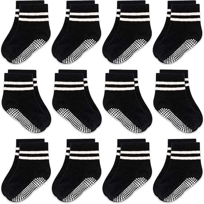 GRPSKCOS Baby Socks Non Slip 12 Pairs Toddler Anti Skid Socks for 0-7 Years Infants Little Kids Boys Girls