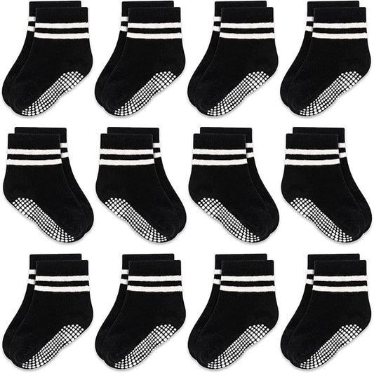 GRPSKCOS Baby Socks Non Slip 12 Pairs Toddler Anti Skid Socks for 0-7 Years Infants Little Kids Boys Girls