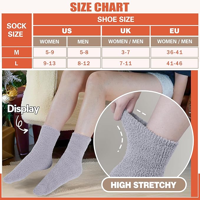 Fuzzy Socks Fluffy Thick Warm Winter Soft Cozy Plush Sleep Home Fleece Cabin Soft House Socks for Women Men