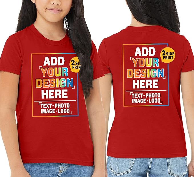 TEEAMORE Custom Front & Back Print T-Shirt Hoodie Sweatshirt Long Sleeve Tank Top with Your Image for Men Women Kids Baby