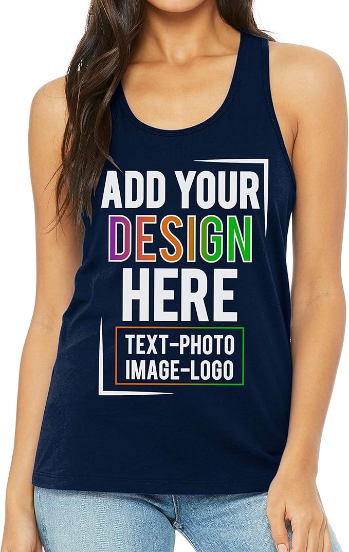 TEEAMORE Custom Front & Back Print T-Shirt Hoodie Sweatshirt Long Sleeve Tank Top with Your Image for Men Women Kids Baby