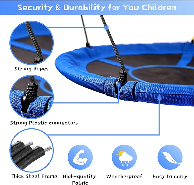 RedSwing 43" Saucer Tree Swing for Kids Indoor Outdoor, Large Round Swing, 500 Lbs Weight Capacity, Perfect for Tree, Swings Set, Backyard, Playground, Easy Install