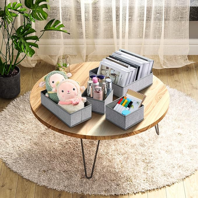 DIMJ Drawer Organizers - 12 Pack Foldable Closet & Sock Organizers, Fabric Dresser Drawer Dividers for Clothes, Underwear, Bras, Socks