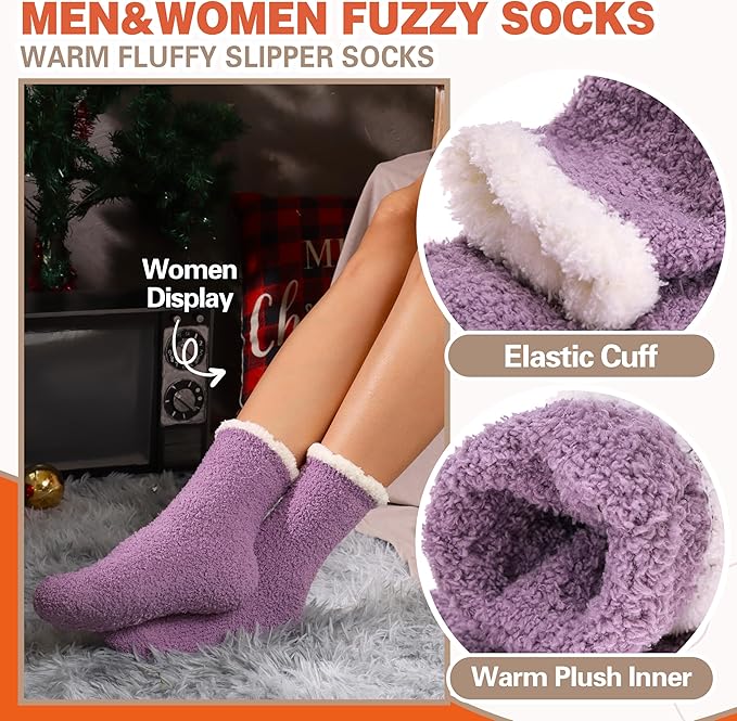Fuzzy Socks Fluffy Thick Warm Winter Soft Cozy Plush Sleep Home Fleece Cabin Soft House Socks for Women Men