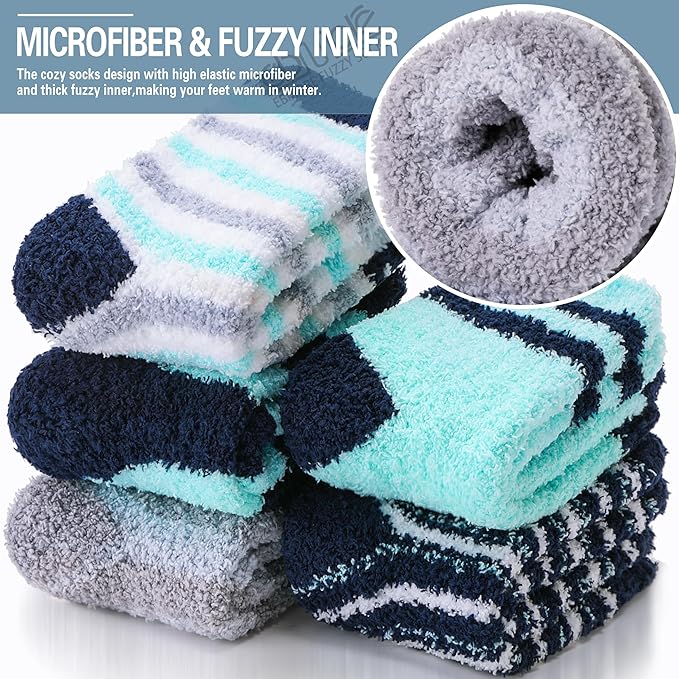 EBMORE Fuzzy Socks Warm Winter Slipper Fluffy Sleep Cozy Comfy Cabin Socks for Mens Womens