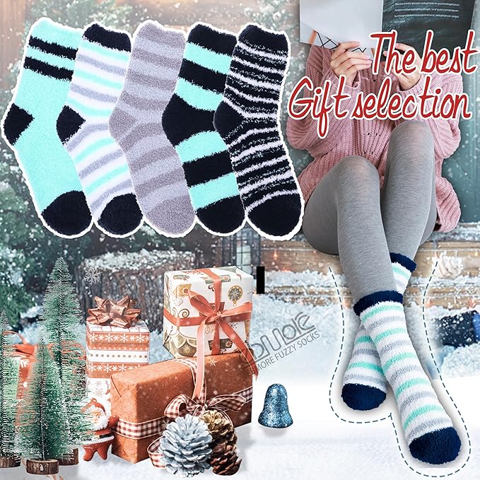 EBMORE Fuzzy Socks Warm Winter Slipper Fluffy Sleep Cozy Comfy Cabin Socks for Mens Womens