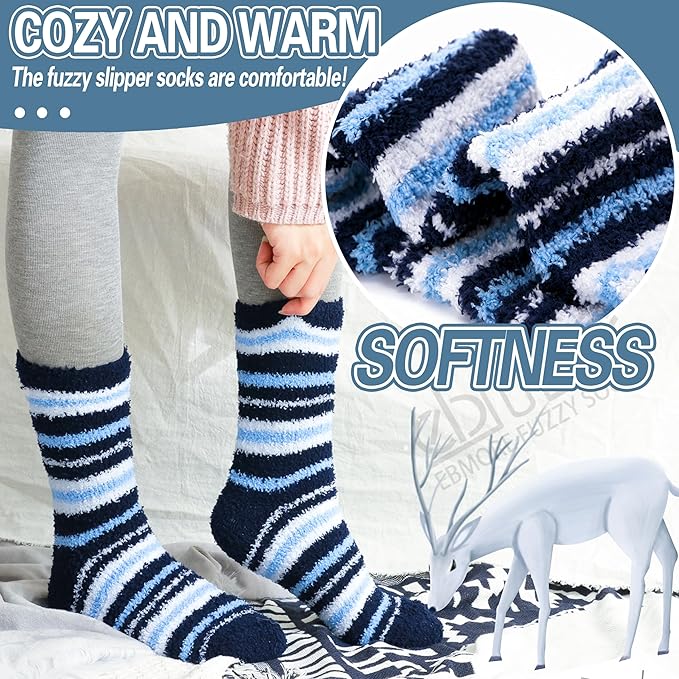EBMORE Fuzzy Socks Warm Winter Slipper Fluffy Sleep Cozy Comfy Cabin Socks for Mens Womens