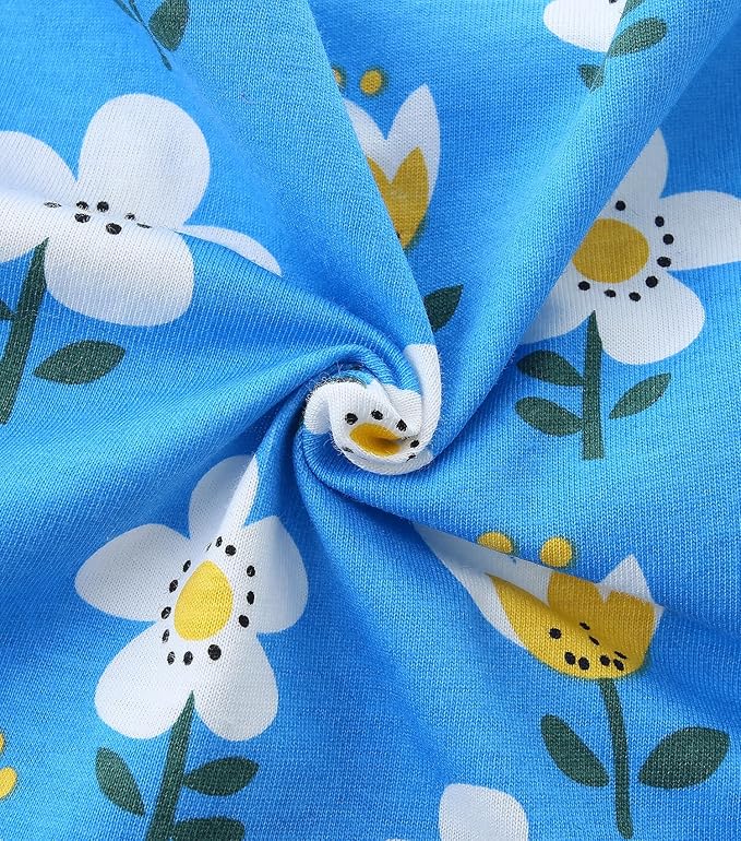 Bumeex Girl's Dresses Cotton Ruffle Sleeve Tiered Swing A-Line Cute Midi Casual Sundress