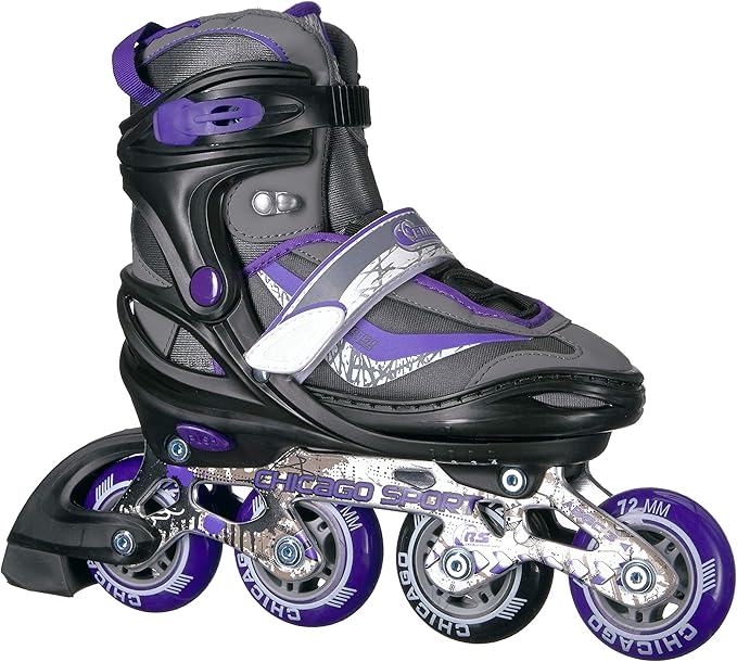 Chicago Kids Adjustable Inline Skates – High-Performance Rollerblades, Breathable Boot, 70mm Urethane Wheels, ABEC-3 Bearings, Secure Fit, Outdoor Fun