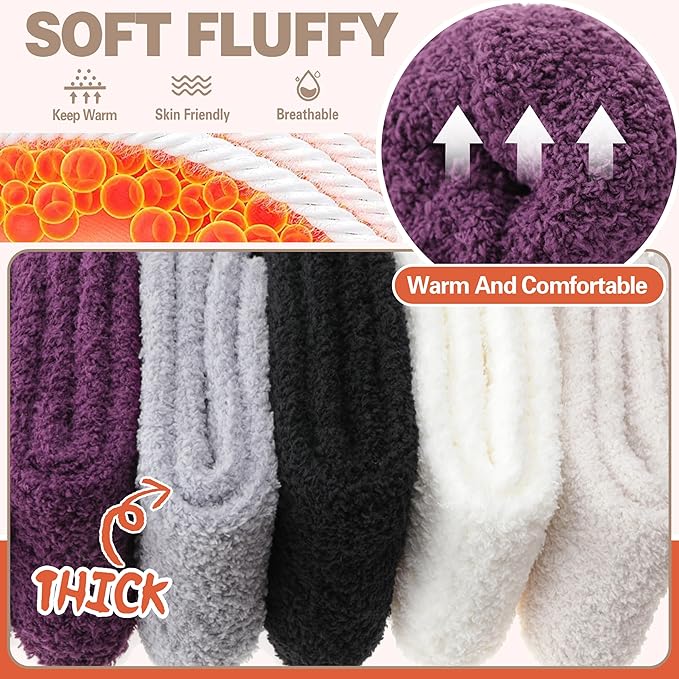 Fuzzy Socks Fluffy Thick Warm Winter Soft Cozy Plush Sleep Home Fleece Cabin Soft House Socks for Women Men