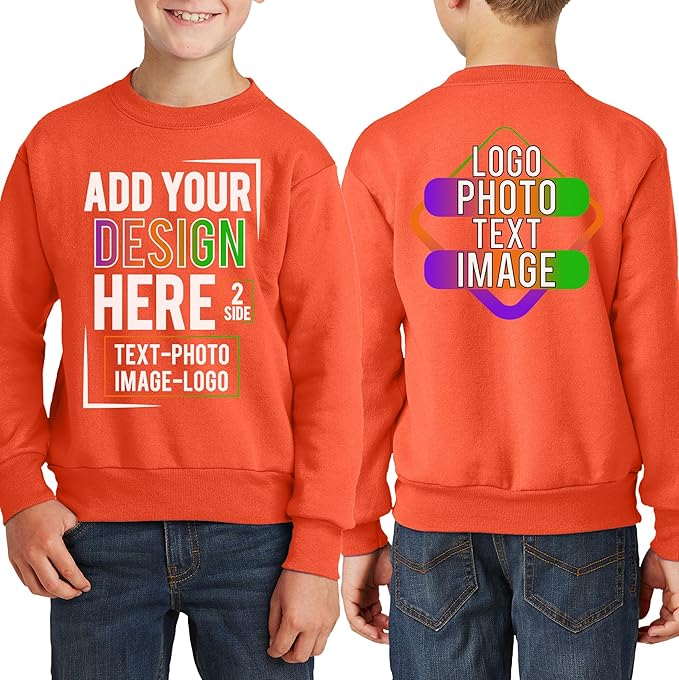 TEEAMORE Custom Front & Back Print T-Shirt Hoodie Sweatshirt Long Sleeve Tank Top with Your Image for Men Women Kids Baby