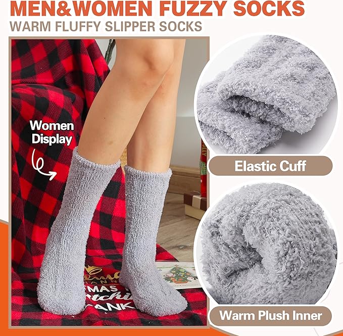 Fuzzy Socks Fluffy Thick Warm Winter Soft Cozy Plush Sleep Home Fleece Cabin Soft House Socks for Women Men
