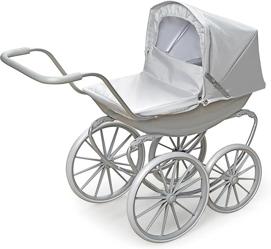 Badger Basket London Doll Stroller - Stylish Toy Stroller for 18 Inch Dolls - Adjustable Canopy, Sturdy Handle, Durable Design for Pretend Play and Doll Accessories - Gray