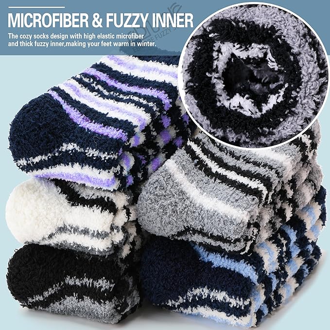 EBMORE Fuzzy Socks Warm Winter Slipper Fluffy Sleep Cozy Comfy Cabin Socks for Mens Womens