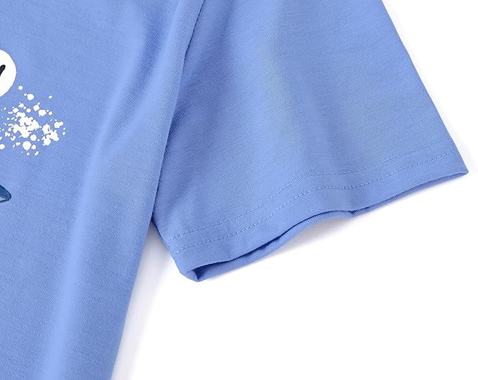 Beezizac Little Big Boys Pajamas Cozy Short Sleeves & Pants Cool 2-Piece PJ Set Kid Sleepwear Size 6-18