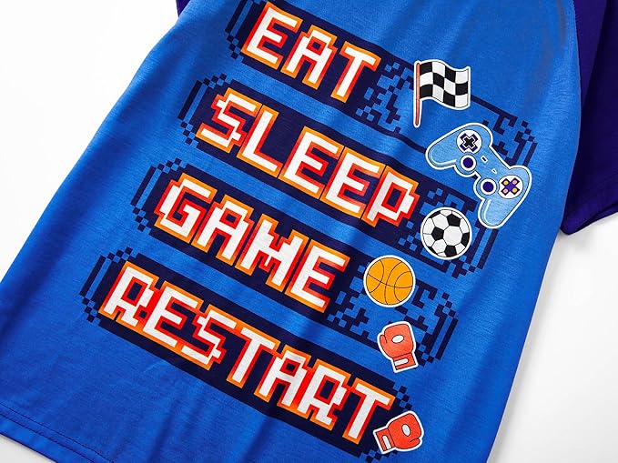 Beezizac Little Big Boys Pajamas Cozy Short Sleeves & Pants Cool 2-Piece PJ Set Kid Sleepwear Size 6-18