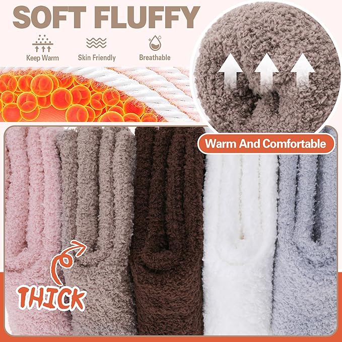 Fuzzy Socks Fluffy Thick Warm Winter Soft Cozy Plush Sleep Home Fleece Cabin Soft House Socks for Women Men