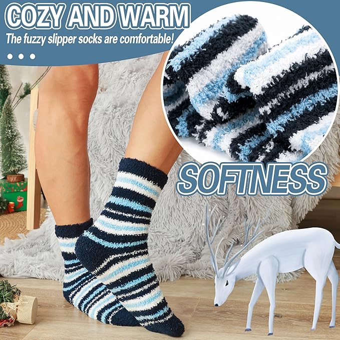 EBMORE Fuzzy Socks Warm Winter Slipper Fluffy Sleep Cozy Comfy Cabin Socks for Mens Womens