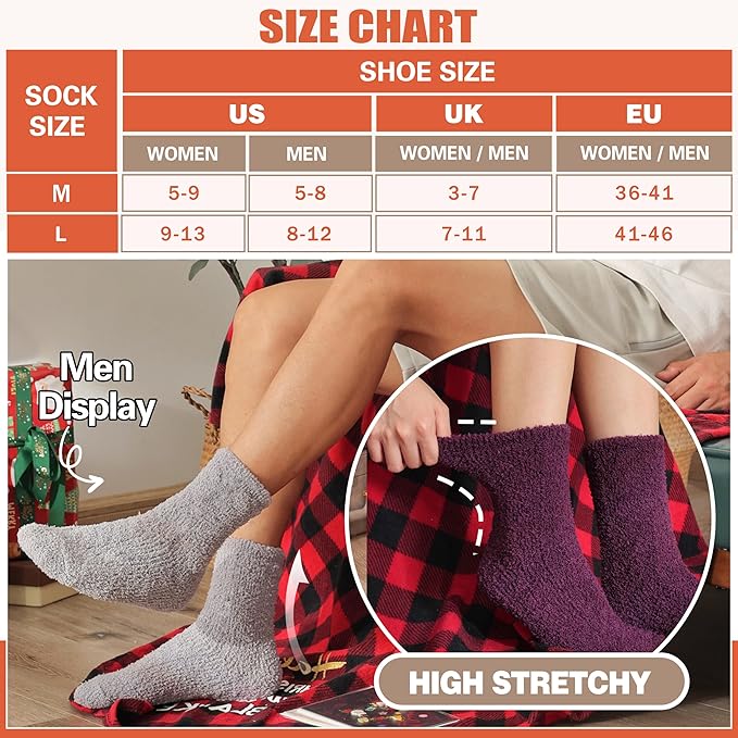 Fuzzy Socks Fluffy Thick Warm Winter Soft Cozy Plush Sleep Home Fleece Cabin Soft House Socks for Women Men