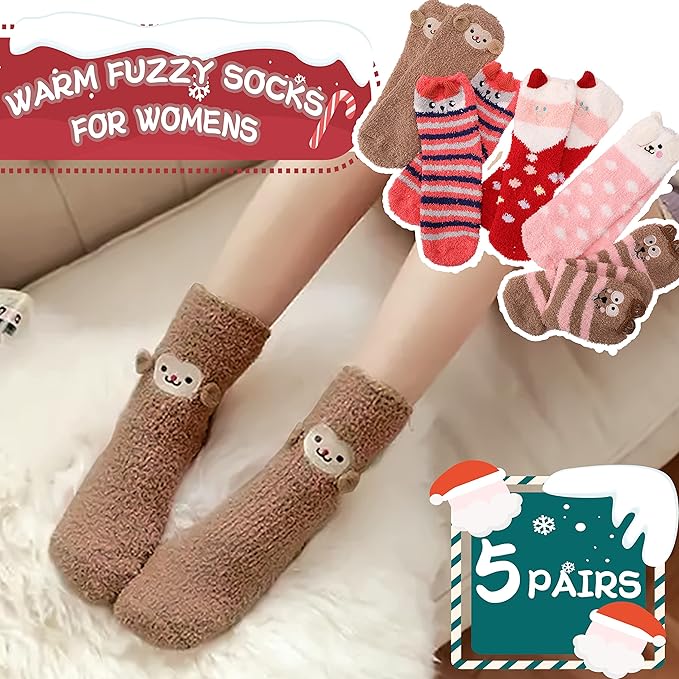 ProEtrade Fuzzy Socks for Women Teen Girls Fluffy Christmas Cozy Slipper Cabin Soft Winter Warm Fleece Socks