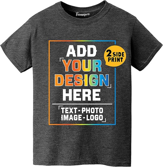 TEEAMORE Custom Front & Back Print T-Shirt Hoodie Sweatshirt Long Sleeve Tank Top with Your Image for Men Women Kids Baby
