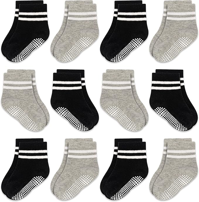 GRPSKCOS Baby Socks Non Slip 12 Pairs Toddler Anti Skid Socks for 0-7 Years Infants Little Kids Boys Girls