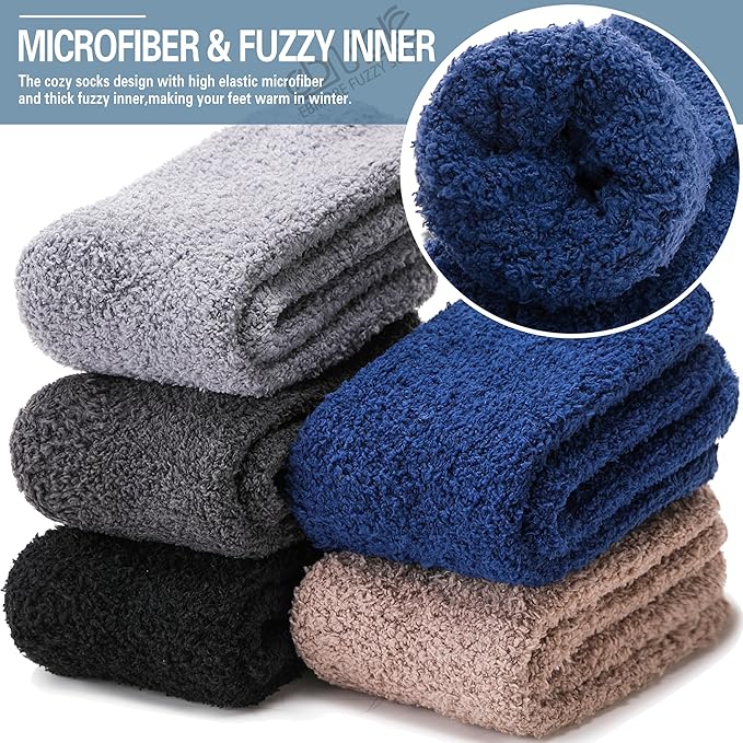 EBMORE Fuzzy Socks Warm Winter Slipper Fluffy Sleep Cozy Comfy Cabin Socks for Mens Womens